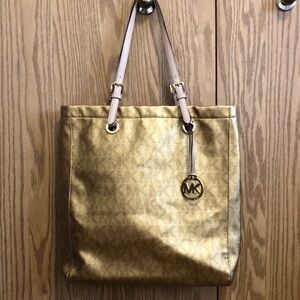 Michael Kors metallic gold tote bag